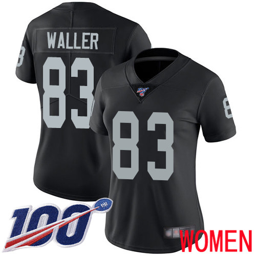 Oakland Raiders Limited Black Women Darren Waller Home Jersey NFL Football #83 100th Season Vapor Jersey->nfl t-shirts->Sports Accessory
